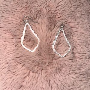 Silver teardrop hanging earrings